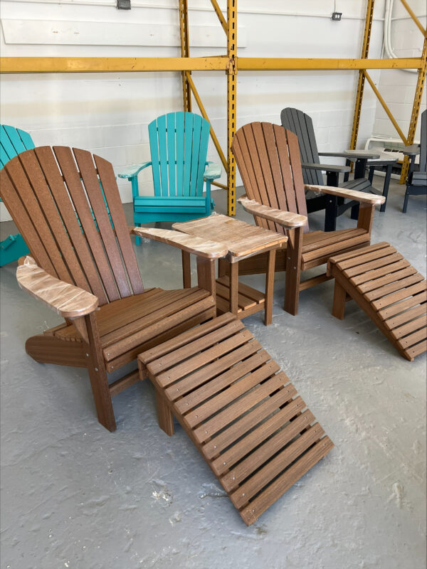 Cedar chair set with leg rests and table